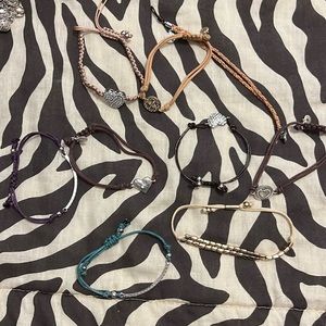 9 assorted adjustable bracelets